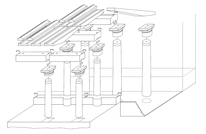Schéma de la fontaine hypostyle