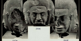Tête à visages multiples - Dépôt de la Conservation d'Angkor, objet n° 477, EFEO